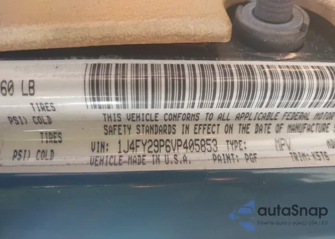 1997 Jeep Wrangler Se из США, поврежденный, VIN 1J4FY29P6VP405853